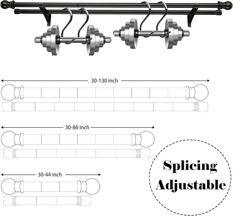 SOMUNS Double Curtain Rod 72 to 144 Inch, Blackout Curtain Rods for Windows with Heavy Duty Snap-On Bracket, 1 inch Stainless Steel Dual Rods for Drapes and Curtains, Adjustable Sections, Decorative Finals - Image 4
